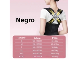 (negro Xl) Cinturón Corrector De Postura Ajustable Para Espalda Y Soporte Lumbar