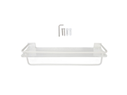 Estante de pared para baño, acrílico y aluminio sin taladros con espacio, estantes flotantes para baño en casa, varilla