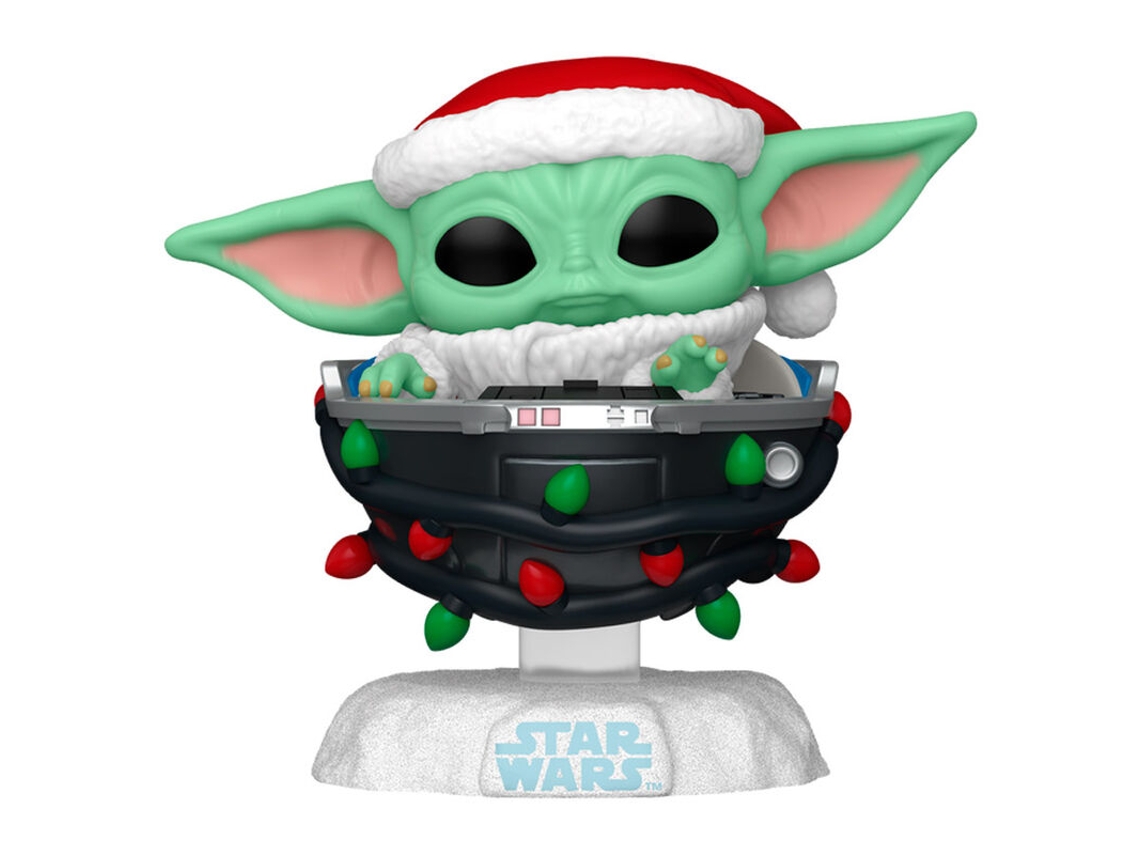 Figura Pop Star Wars Grogu con gorro de Papá Noel en cochecito de bebé B.active