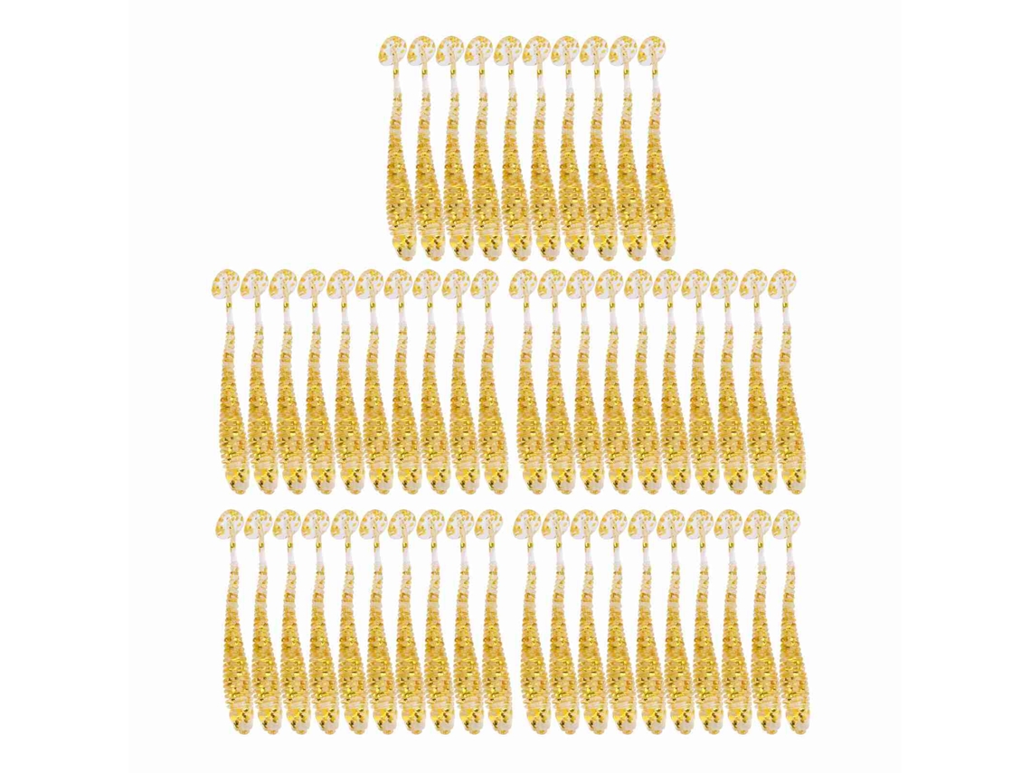 50 Señuelos De Pesca De Plástico Blando De 5 Cm Con Cola En T, Gusanos Y Cebos Para Peces Dorados.