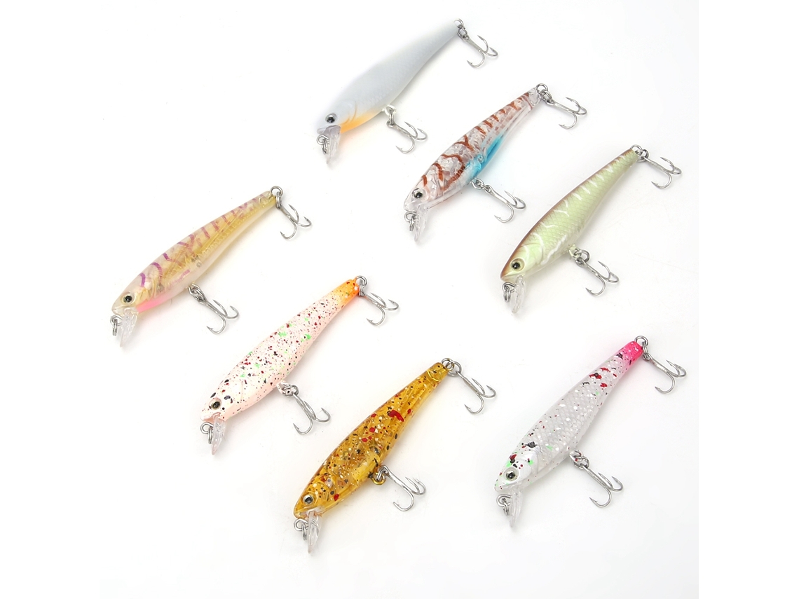 Kit De 7 Señuelos Artificiales Minnow De 6,5 Cm/3,8 G Con Ojos 3d Para Pesca En Agua Dulce Y Salada.