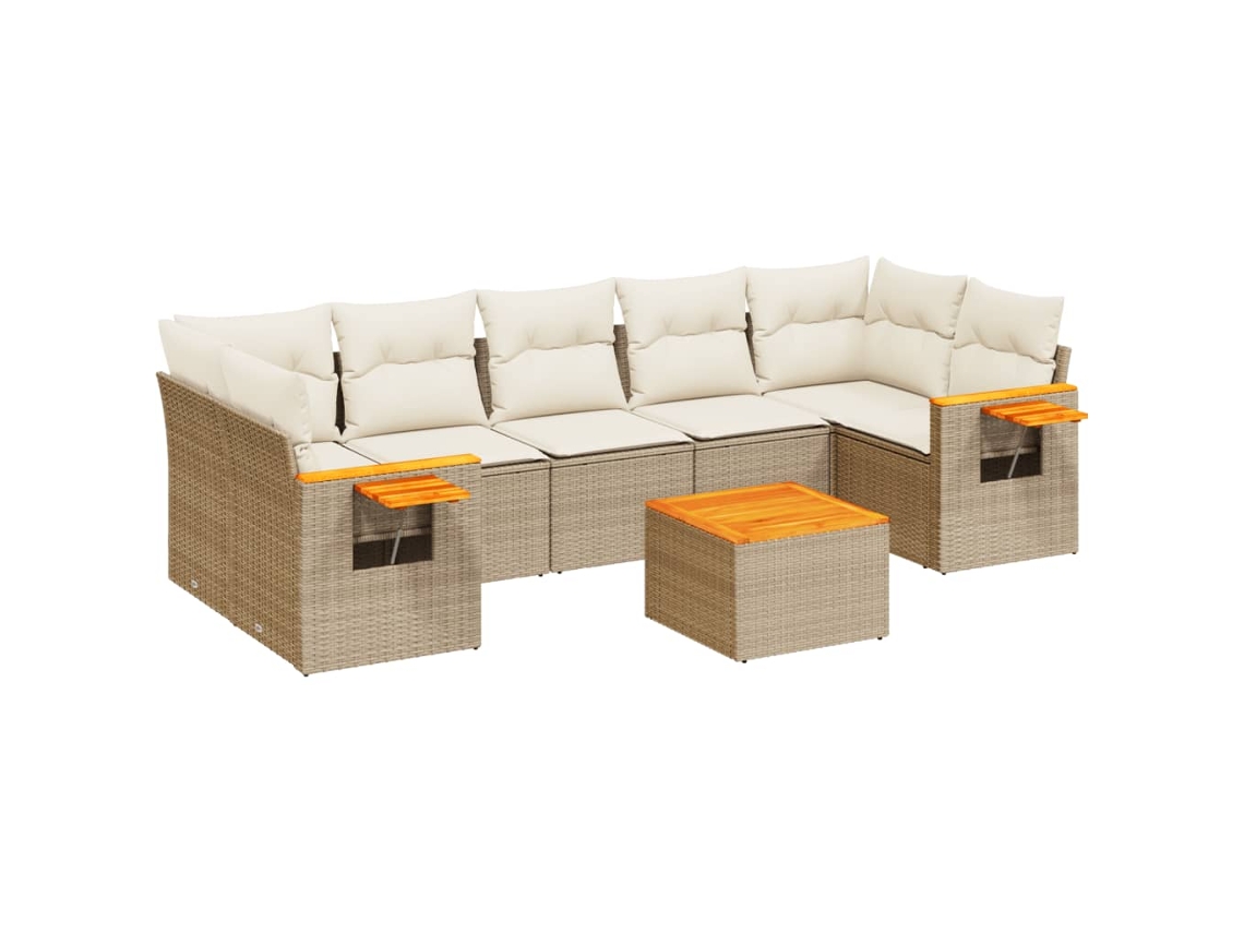 Maison Exclusive - Juego De Sofás De Jardín Con Cojines Beige 8 Pzas Ratán Pe