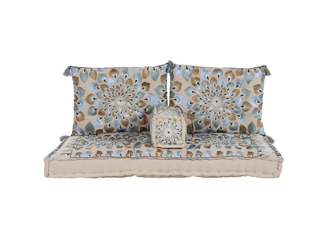 Juego de 4 sillones dobles de algodón, color azul, 150x76x20cm ALEXANDRA HOUSE LIVING
