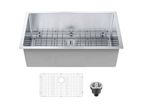 VEVOR Fregadero de cocina bajo encimera de acero inoxidable 1 seno 76x46x23 cm