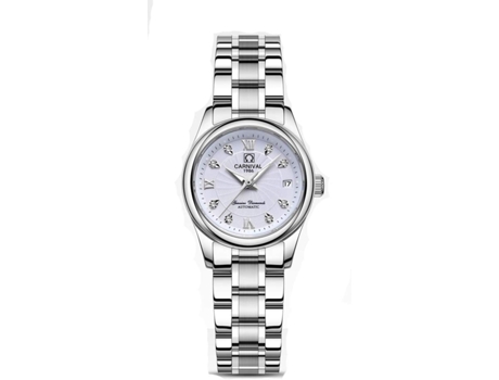 VEANXIN Reloj de pulsera automático para mujer mecánico resistente al agua con cristal de zafiro-plata blanca