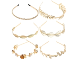 Conjunto De 6 Elegantes Tiaras Em Ferro Dourado E Pérolas Artificiais Para Casamento.