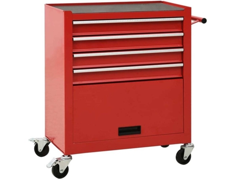 vidaXL Carro para herramientas con 4 cajones acero rojo