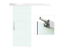 Porta Correr Vidro 90x205cm Com Trilho Estrutura Deslizante Transparente Translúcida