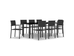 Maison Exclusive - Juego De Comedor Para Jardín 9 Piezas Negro