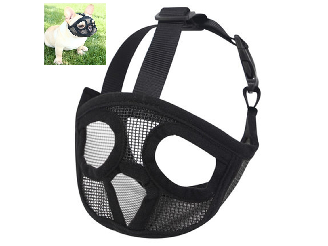 Protector Bucal Ajustable De Malla Transpirable Para Perros, Con Protección Antimordeduras Para Bulldogs Y Perros De Hocico Corto.