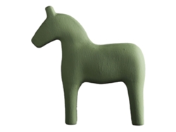 Sencilla Estatua De Caballo De Pino Pintada A Mano, Color Puro, Adorno De Mesa Verde Resistente (l)