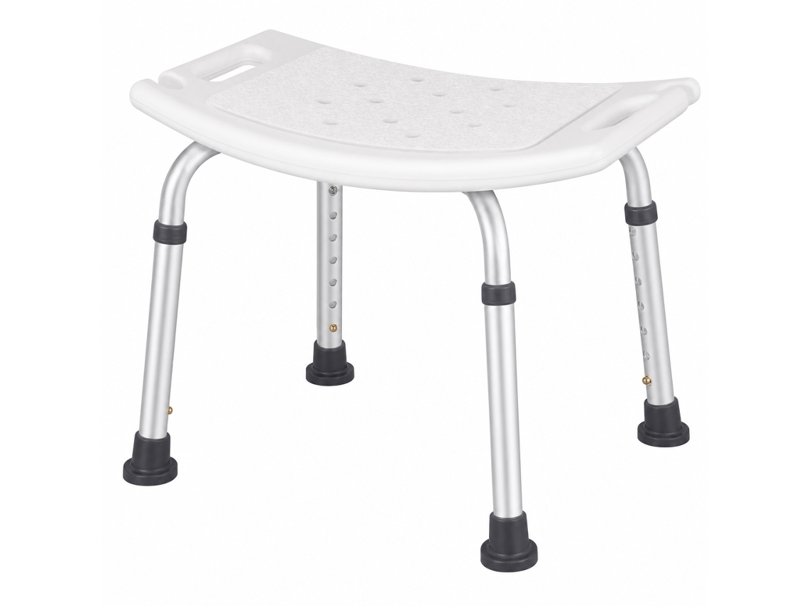 Taburete De Ducha Polski Aluminio Blanco 51x30 Cm Antideslizante Ajustable Para Baño, Mayores Y Embarazadas