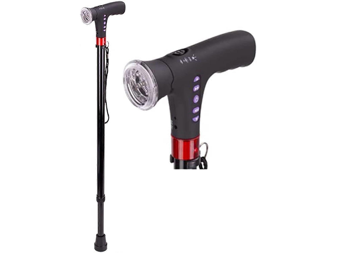 Bastón plegable inteligente para personas mayores con radio FM, luz, alarma, telescópico, ultraligero y ajustable.