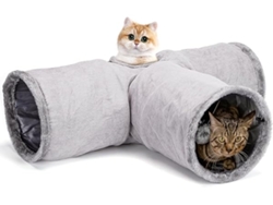 Túnel Para Gatos De 3 Carriles, Material De Felpa, Agujeros Y Bolas Colgantes, Plegable, Adecuado Para Animales Pequeños, Su Diseño Ergonómi
