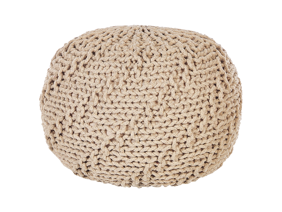 Puf decorativo BELIANI Priene de Algodón Beige 50x50x35