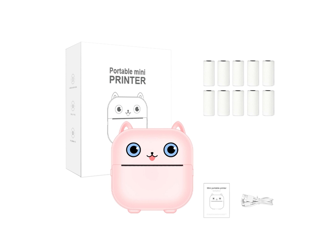 Impresora Térmica Portátil Bluetooth X15 Rosa 10 Rollos De Papel Térmico SIURN