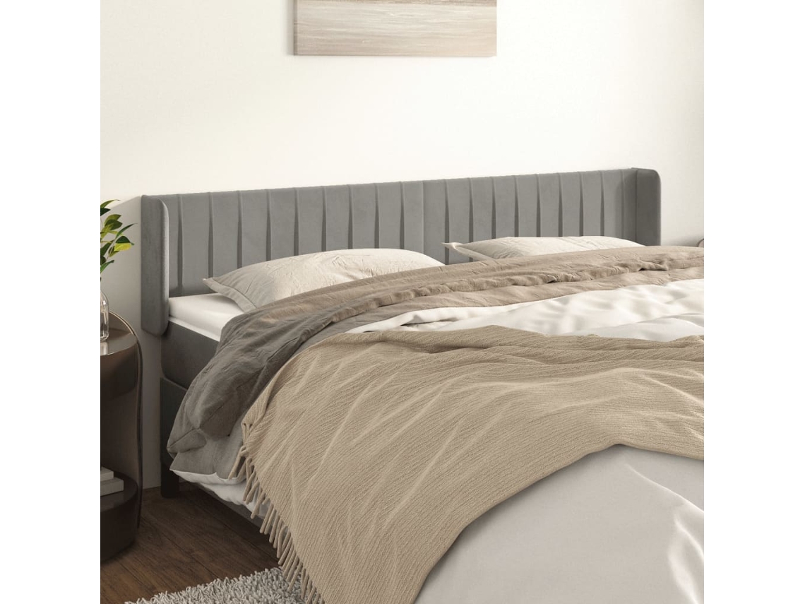 Cabecero De Terciopelo Gris Claro 183x16x78/88 Cm