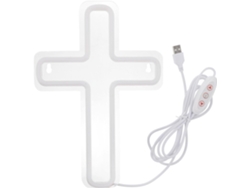 Crucifijo iluminado en acrílico blanco cálido, 29 x 20 cm - Decoración LED -