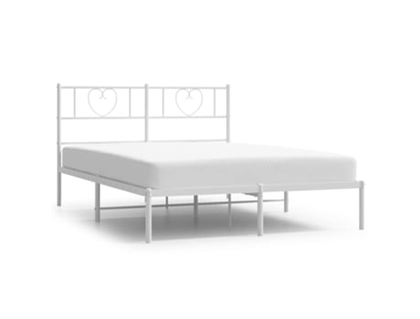 Cama con Cabecero MAISON EXCLUSIVE Metal Blanco (135x190cm)
