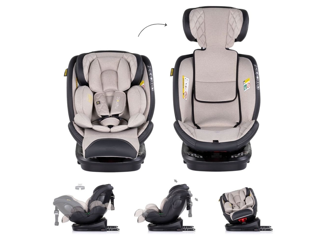 Silla de coche para bebé Hypnotic I Size con Isofix y rotación de 360º de Chipolino Tiramisu (40-150 cm)