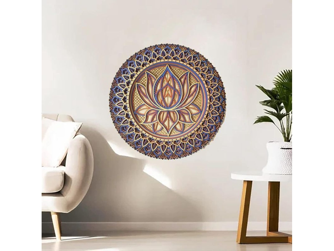 2026-arte De Pared Mandala Flor De Loto De Metal 30x30 Cm Decoración Bohemia Hogar Dormitorio
