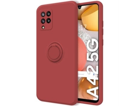 Carcasa Samsung Galaxy A42 5G TUMUNDOSMARTPHONE Silicona Líquida con Anillo Rojo