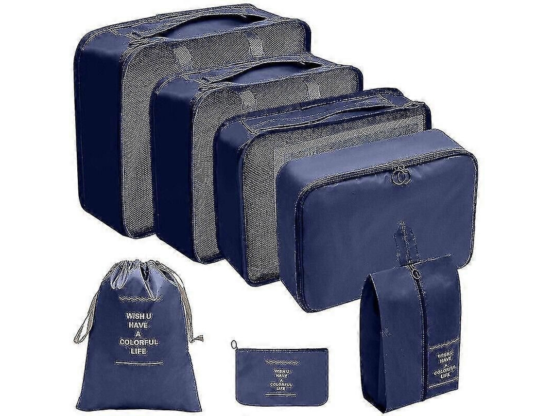 Juego organizador de viaje Fastst de 7 piezas: Bolsas de embalaje, cajas para ropa, maleta y mochila. INSTRUCCIONES DE CUIDADO