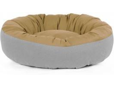Cama Redonda para Perros y Gatos GAUTY Tela de sarga (Beige y Gris - 57 cm)