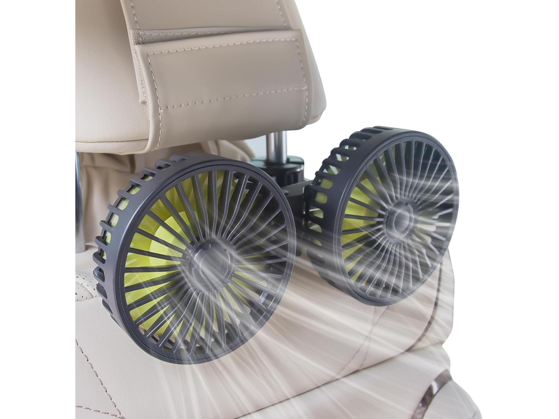 Ventilador Del Asiento Trasero Del Coche -5v-usb - Ventilador De Doble Cabeza - Velocidad Del Viento De 3 Velocidades, Rotación De 360°