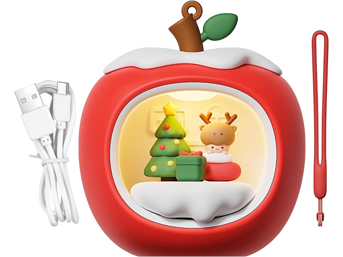 Farol navideño recargable con forma de casita de frutas, lámpara colgante recargable para Gokoco