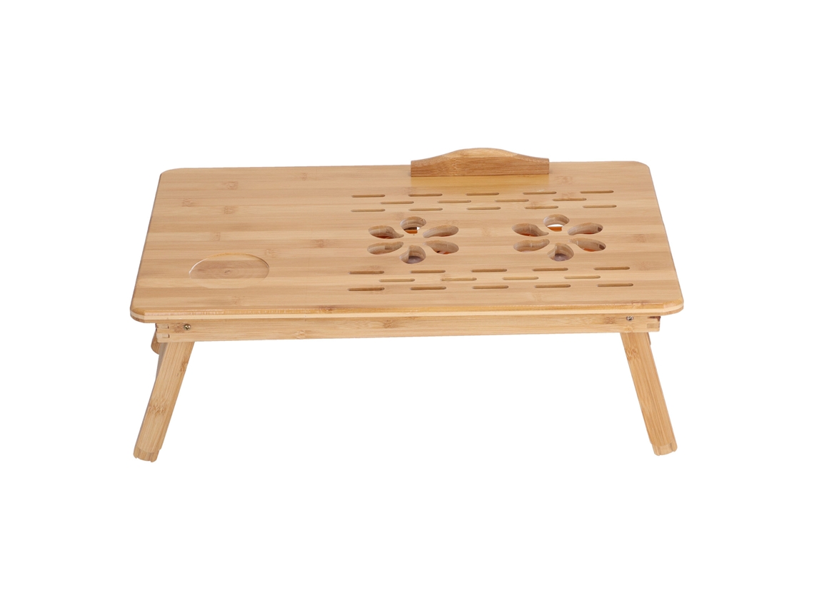 Soporte plegable de bambú para portátil con ventilador ajustable