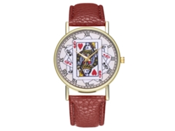 Reloj De Moda Casual Con Cuerda De Cuero De Quartzo Para Hombres Y Mujeres Café