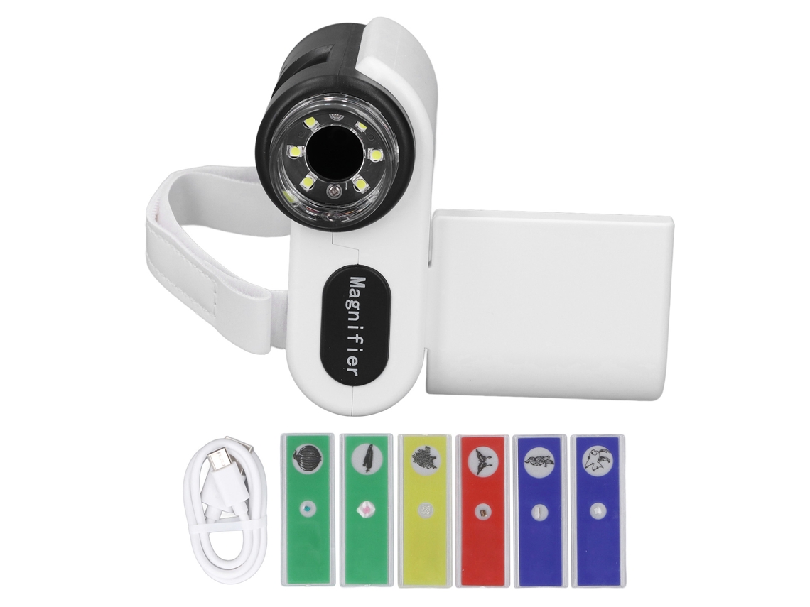 Microscopio Digital Portátil Para Niños 1000x Con Pantalla De 2 Pulgadas Color Herramienta Educativa Blanca