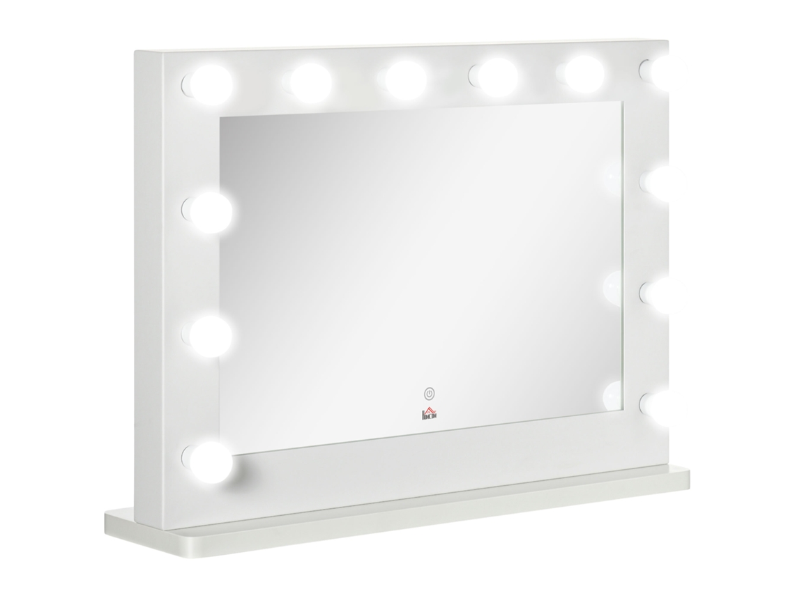 Espejo De Maquillaje Iluminado Con Pantalla Táctil Led De 12 Led Y Luz Con Memoria, Color Blanco.