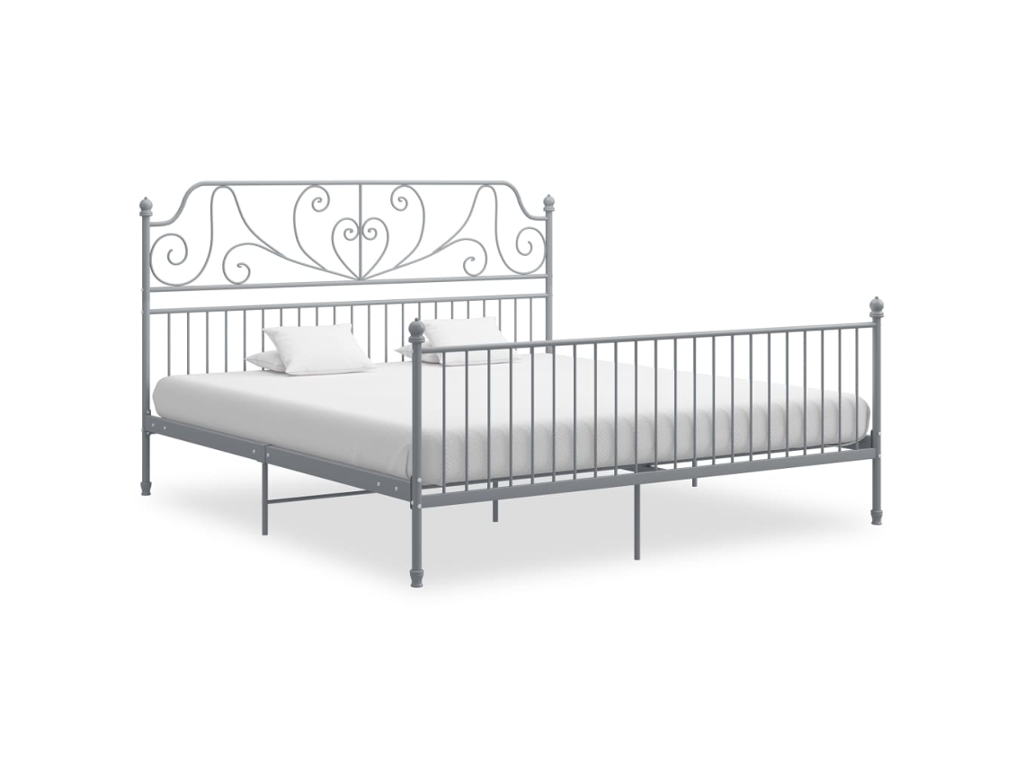 Estructura De Cama Sin Colchón Metal Gris 200x200 Cm