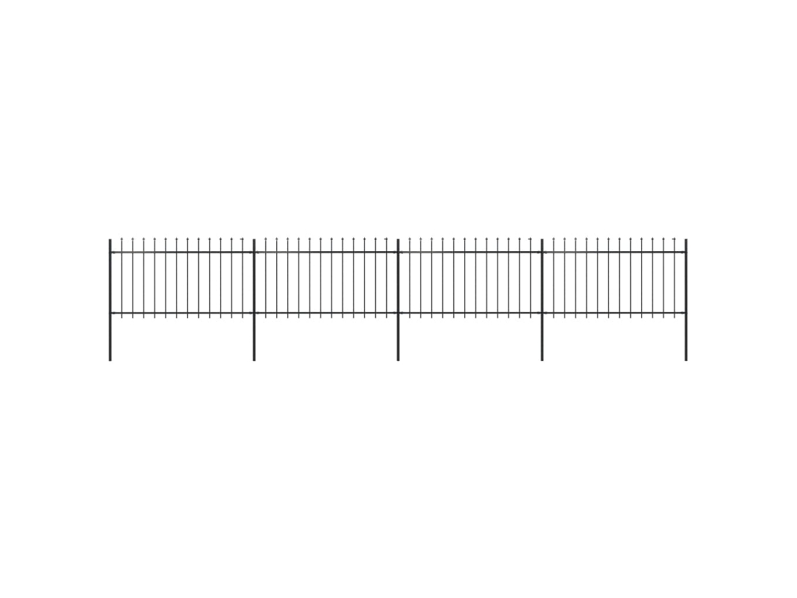 Valla de jardín con punta de lanza, 6,8 x 1 m, acero negro, DKD HOME DECOR