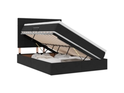 Vidaxl Cama De Almacenamiento Led Con Colchón Negro 140 X 200 Cm