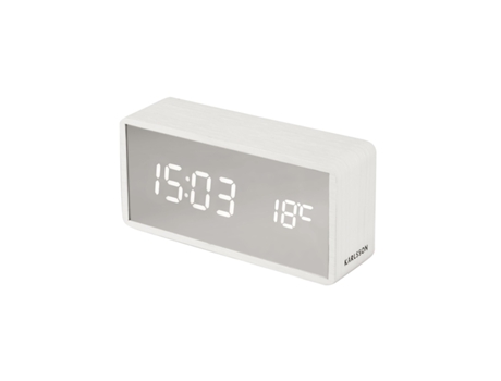 Reloj despertador de chapa de madera KARLSSON Silver Mirror LED