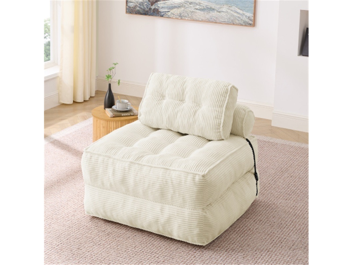 Sillón Plegable Con Respaldo Regulable Para Espacios Reducidos, Color Beige.