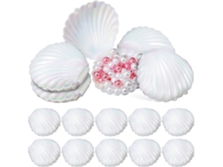 15 Piezas Adornos Conchas Marinas Plástico Blanco Bandeja Pequeña Joyas Elegante Decoración Almacenamiento
