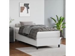 Cama Box Spring Con Colchón Cuero Sintético Blanco 90x190 Cm