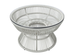 Mesa de centro redonda de resina con tablero de cristal templado, Ø 60x37cm ZENCORE SERVICES