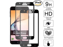 Protector Cristal Templado Samsung Galaxy J7 Prime 2016 HONGWE. Cobertura Completa Negro