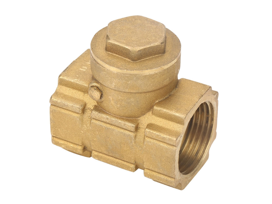Válvula de retenção automática de balanço unidirecional DN25 em latão para água, óleo e meios ácidos.
