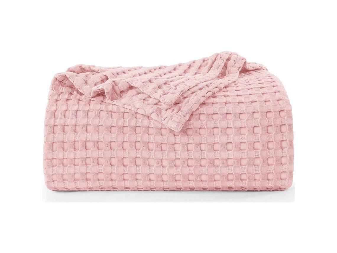 Manta De Algodón Con Textura De Gofre (rosa Claro - 110*70 Cm), Suave, Ligera Y Transpirable, Ideal Para La Cama En Todas Las Estaciones.