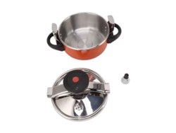 Mini Olla A Presión De Acero Inoxidable De 2 Litros Con Doble Fondo Para Cocinas De Gas E Inducción.