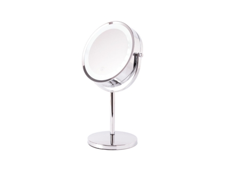 Espejo Iluminado Maquillaje Rotatoria 2 Caras - Plata GREENICE
