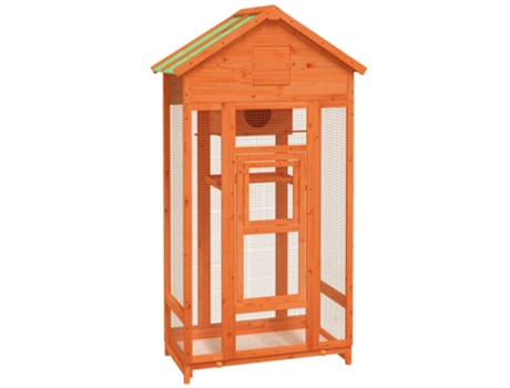 vidaXL Casita para pájaros madera maciza pino marrón 91,5x53x170 cm