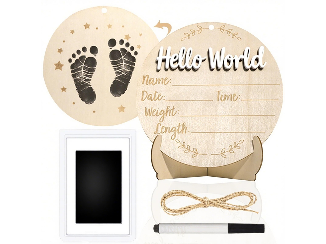 Tablero de madera para anunciar el nacimiento, para escribir a mano el nombre y el sexo, incluye bolígrafo y bloc de tinta. Blanco CZHHMART