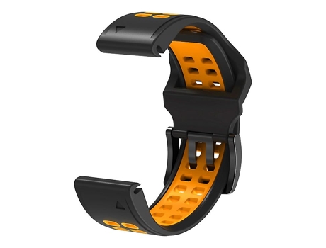 Correa De Reloj Inteligente Para Garmin Fenix 7X26Mm, Dos Colores, Dos Agujeros, Correa De Silicona De Liberación Rápida, Negro Y Naranja VENISYMLIS